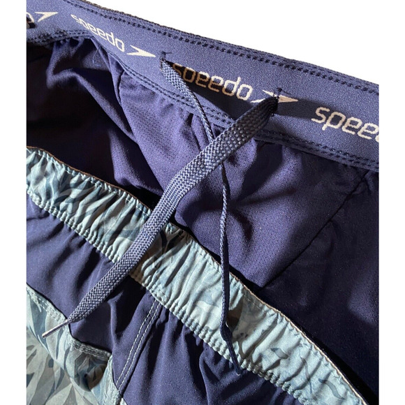Speedo UV 50+ Protection Volley Swim Shorts Men's Size XL Blue Palm Leaf Print - Picture 7 of 10